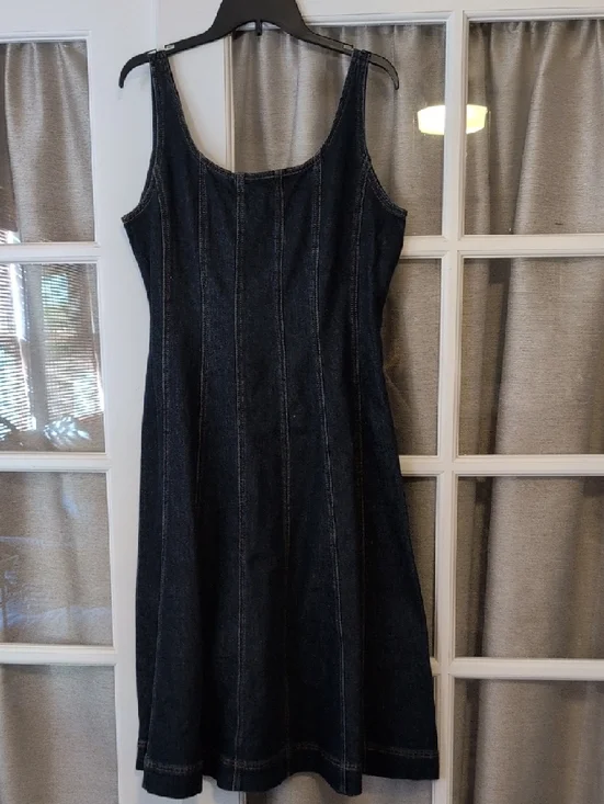 Avec Les Filles Dark Blue Denim Midi Dress - Picture 2 of 7